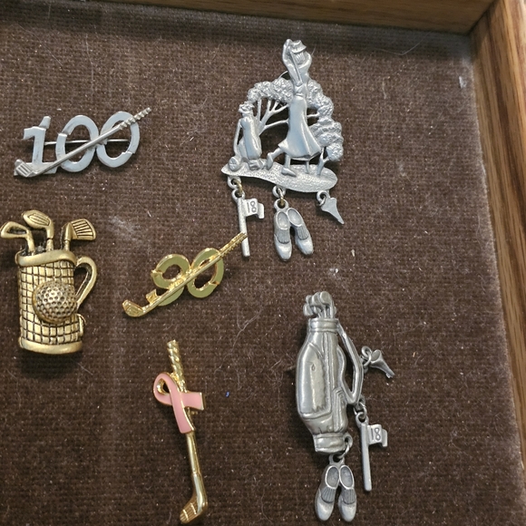 Vtg Brooch Pin Jewelry Lot Sterling Pewter Golf Theme - Picture 4 of 12